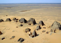 Aerial view at Nubian pyramids, Meroe