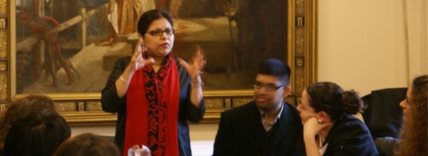 Baroness Uddin pep talks the participants at the launch of the 2010 Parliamentary Shadowing Scheme. 