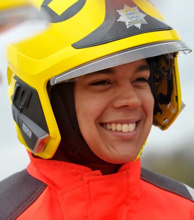 Firefighter smiling