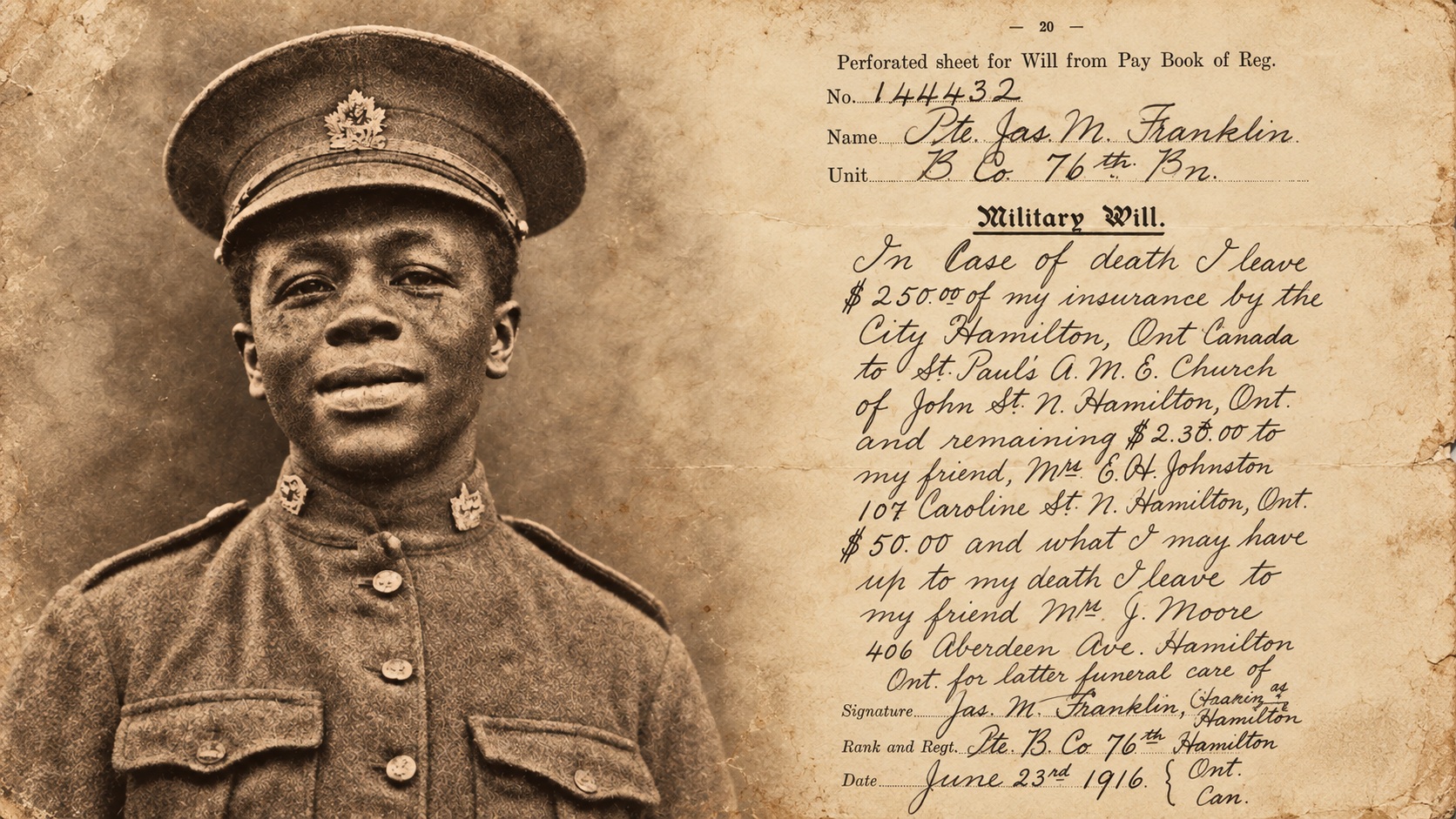 Pte James Munroe Franklin, Battle of the Somme  